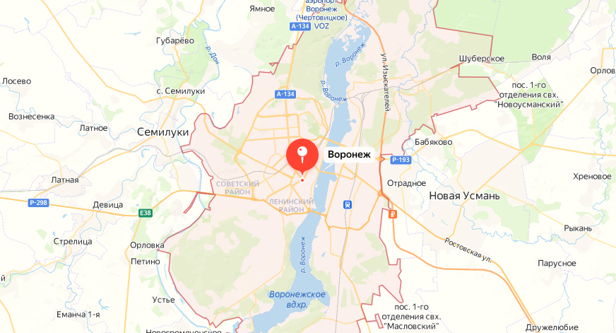 Карта Воронежа - Ремонт бытовой техники Indesit в Воронеже